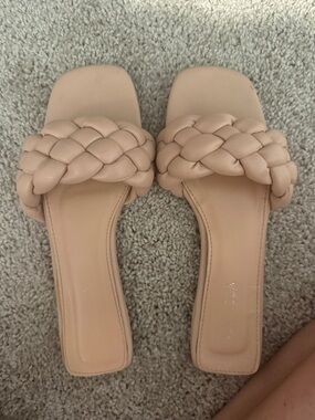 TOP Moda Braided Slide Sandals in Blush